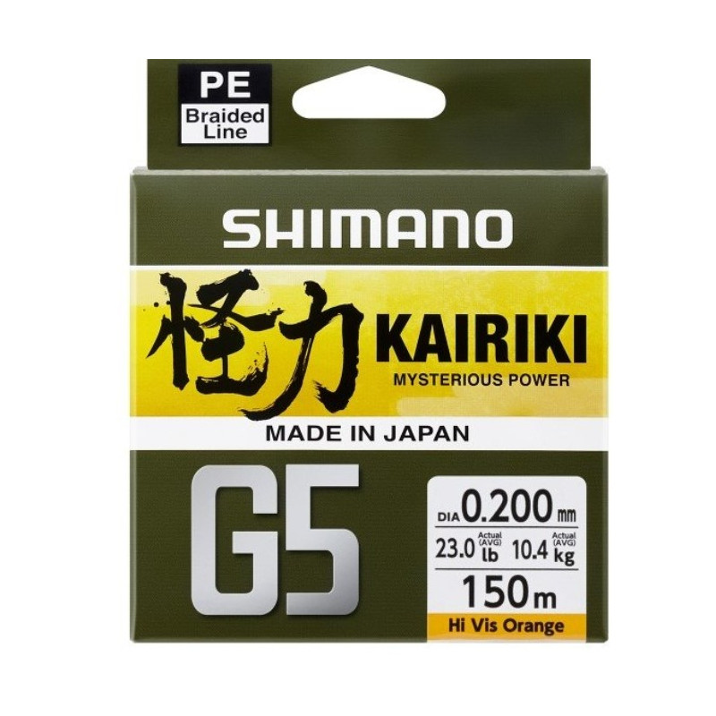 Plecionka Shimano Kairiki G5 150m - 0,18mm pomarańczowy Plecionka Shimano Kairiki G5 150m - 0,18mm pomarańczowy