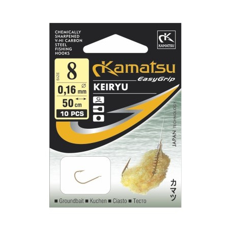 Haczyki Kamatsu z przyponem KEIRYU ciasto hak 10 Haczyki Kamatsu z przyponem KEIRYU ciasto hak 10