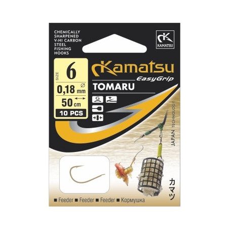 Haczyki Kamatsu z przyponem koszyczek tomaru roz. 10 Haczyki Kamatsu z przyponem koszyczek tomaru roz. 10