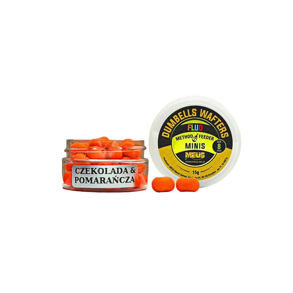 Kulki hakowe Meus Dumbells Fluo Wafters MINIS 15g - 8mm czekolada&pomarańcza Kulki hakowe Meus Dumbells Fluo Wafters MINIS 15g - 8mm czekolada&pomarańcza