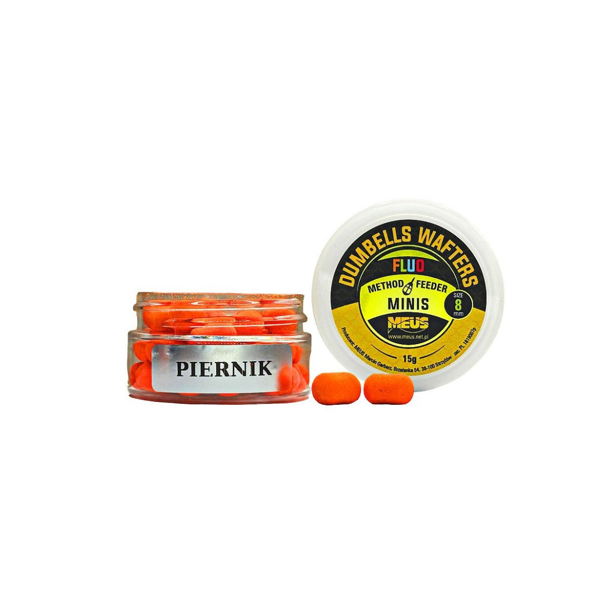 Kulki hakowe Meus Dumbells Fluo Wafters MINIS 15g - 8mm Piernik Kulki hakowe Meus Dumbells Fluo Wafters MINIS 15g - 8mm Piernik
