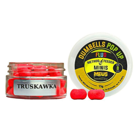 Kulki Meus Dumbells Fluo Pop Up MINIS 15g - 8mm truskawka Kulki Meus Dumbells Fluo Pop Up MINIS 15g - 8mm truskawka