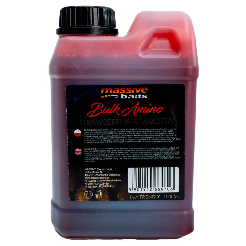 Dodatek Liquids Massive Baits 1000ml - Bulk Amino Strawberry Bergamotta Dodatek Liquids Massive Baits 1000ml - Bulk Amino Strawberry Bergamotta