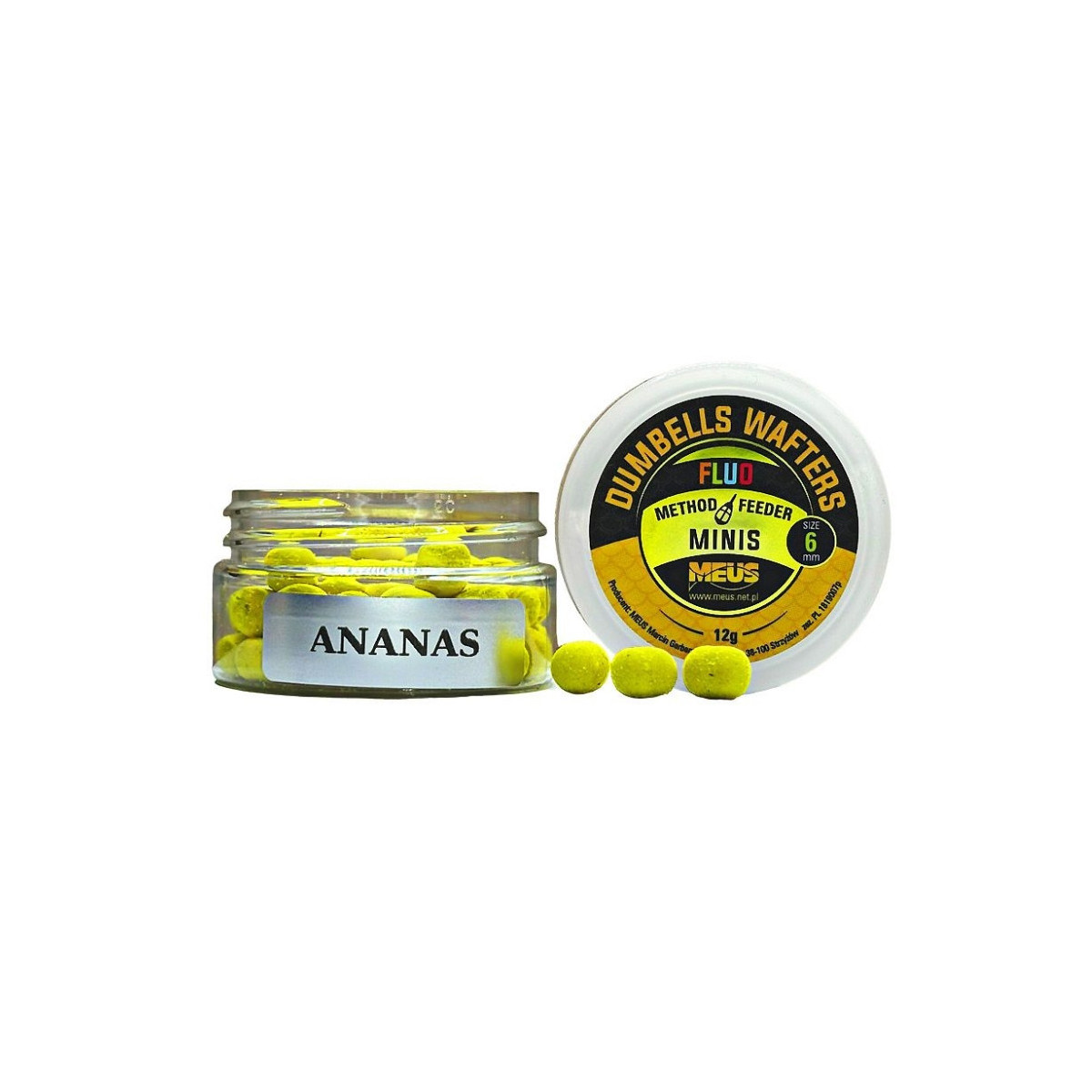 Kulki hakowe Meus Dumbells Fluo Wafters MINIS 12g - 6mm ananas