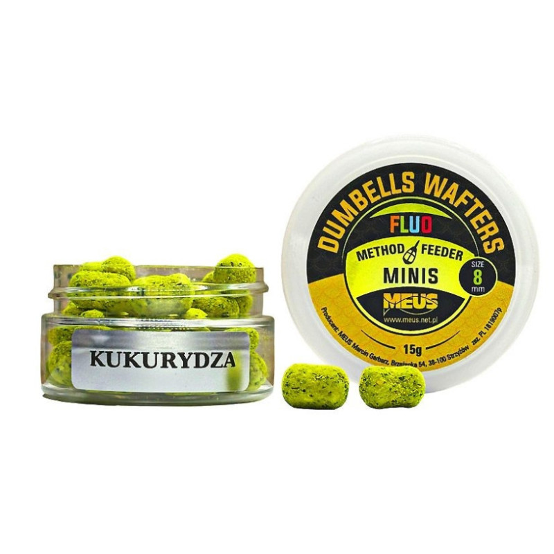 Kulki hakowe Meus Dumbells Fluo Wafters MINIS 15g - 8mm kukurydza Kulki hakowe Meus Dumbells Fluo Wafters MINIS 15g - 8mm kukurydza