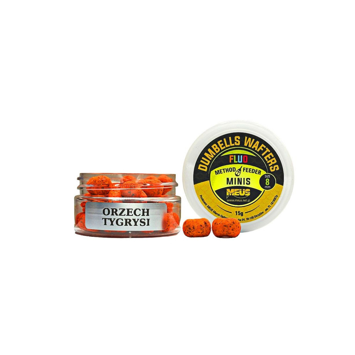 Kulki hakowe Meus Dumbells Fluo Wafters MINIS 15g - 8mm orzech tygrysi Kulki hakowe Meus Dumbells Fluo Wafters MINIS 15g - 8mm orzech tygrysi