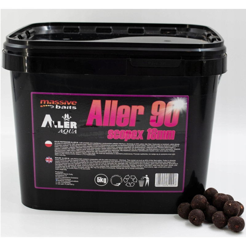 Kulki proteinowe Massive Baits Aller 90 Natural 5kg - 18mm Scopex Kulki proteinowe Massive Baits Aller 90 Natural 5kg - 18mm Scopex