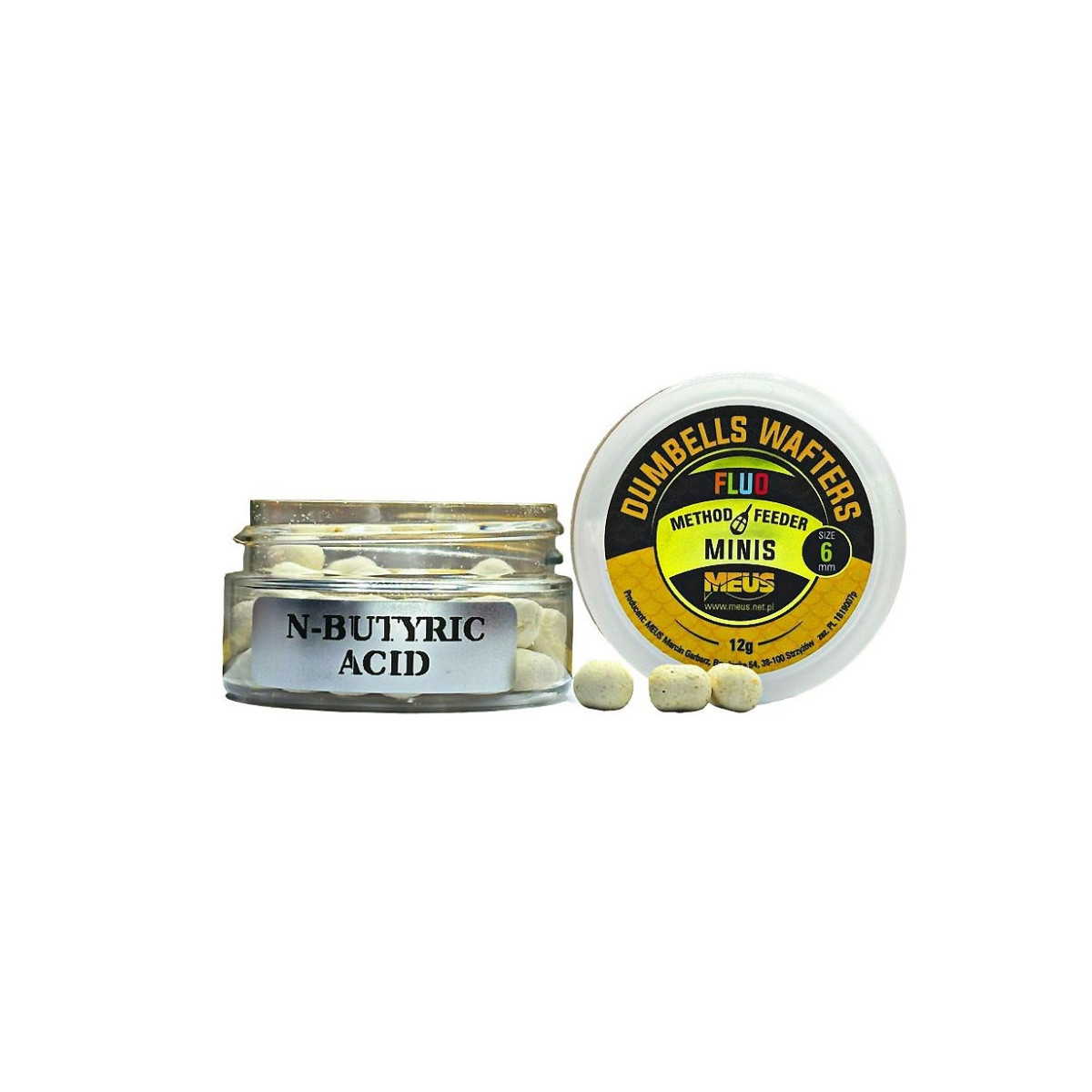 Kulki hakowe Meus Dumbells Fluo Wafters MINIS 12g - 6mm n-butyric acid