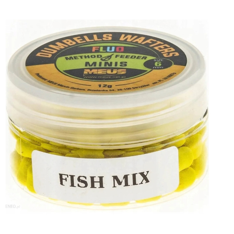 Kulki hakowe Meus Dumbells Fluo Wafters MINIS 12g - 6mm fish mix Kulki hakowe Meus Dumbells Fluo Wafters MINIS 12g - 6mm fish mix
