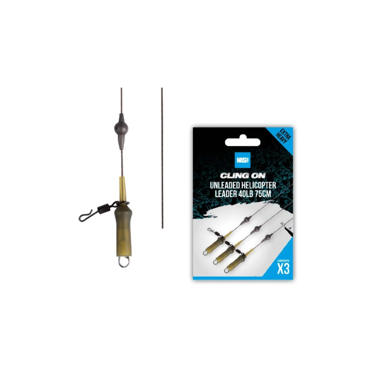 Zestaw helikopterowy Nash Ready Tied Unleaded Helicopter Leader 75cm - 40lb Zestaw helikopterowy Nash Ready Tied Unleaded Helicopter Leader 75cm - 40lb