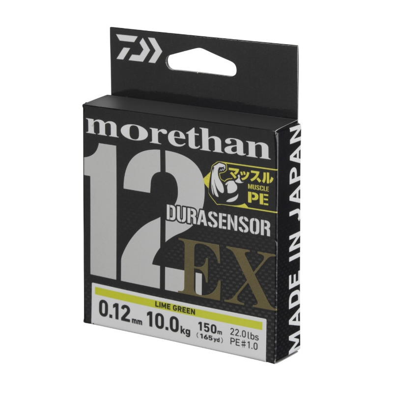 Plecionka Daiwa Morethan DURASENSOR 12 BRAID EX+Si3 0,16mm / 150m / lime green Plecionka Daiwa Morethan DURASENSOR 12 BRAID EX+Si3 0,16mm / 150m / lime green