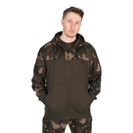 Bluza z kapturem Fox LW Khaki/Camo Split Zip Hoody roz.L