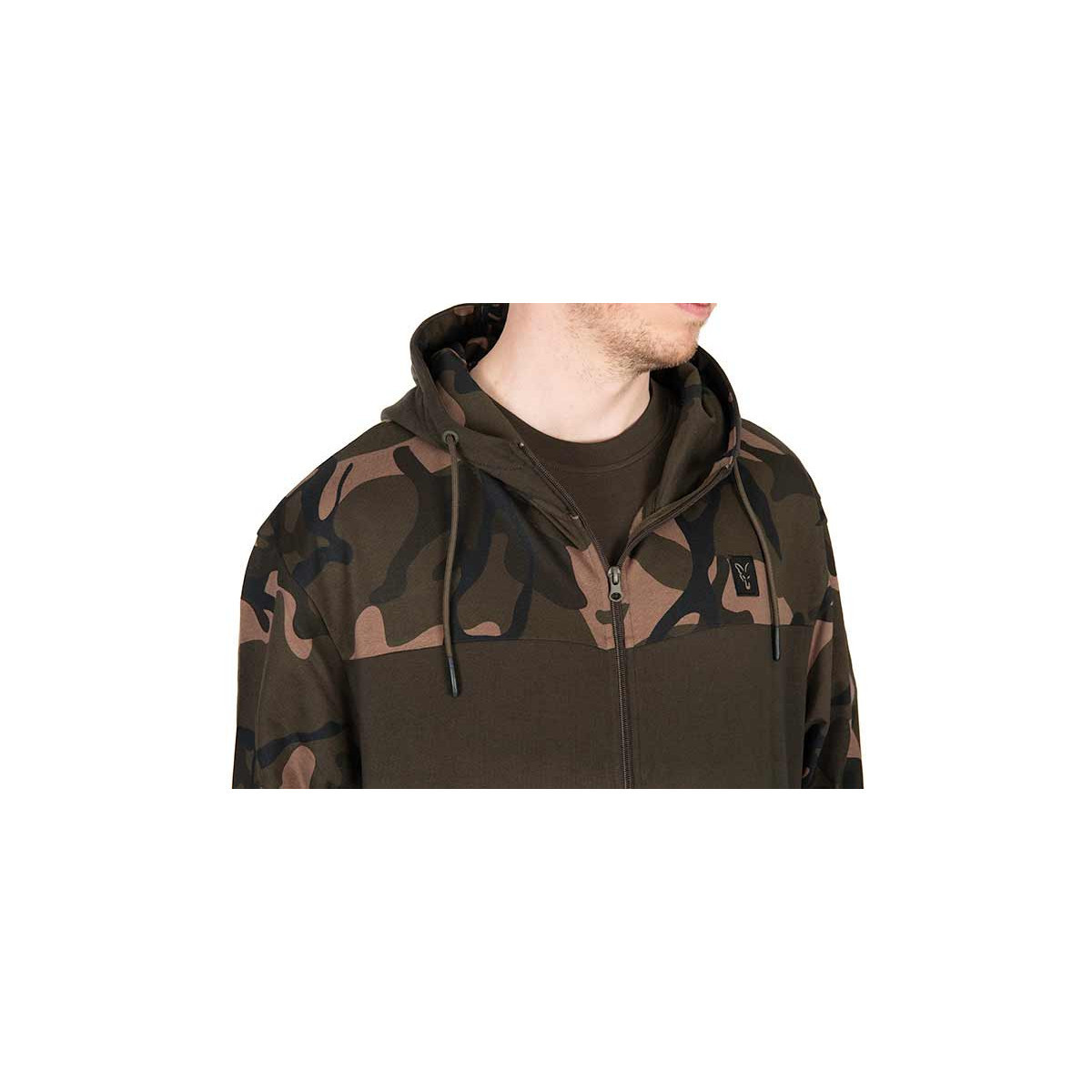Bluza z kapturem Fox LW Khaki/Camo Split Zip Hoody roz.L
