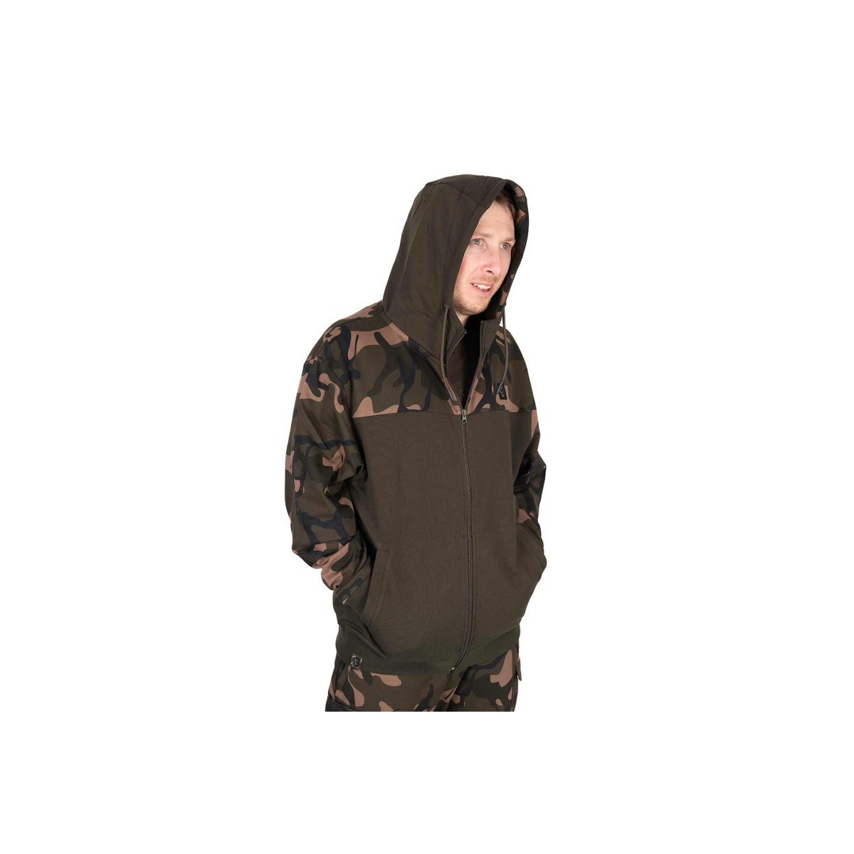 Bluza z kapturem Fox LW Khaki/Camo Split Zip Hoody roz.L