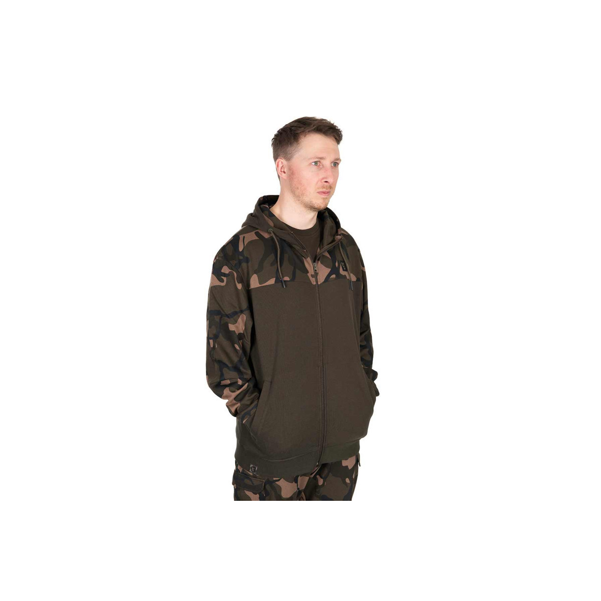 Bluza z kapturem Fox LW Khaki/Camo Split Zip Hoody roz.XL
