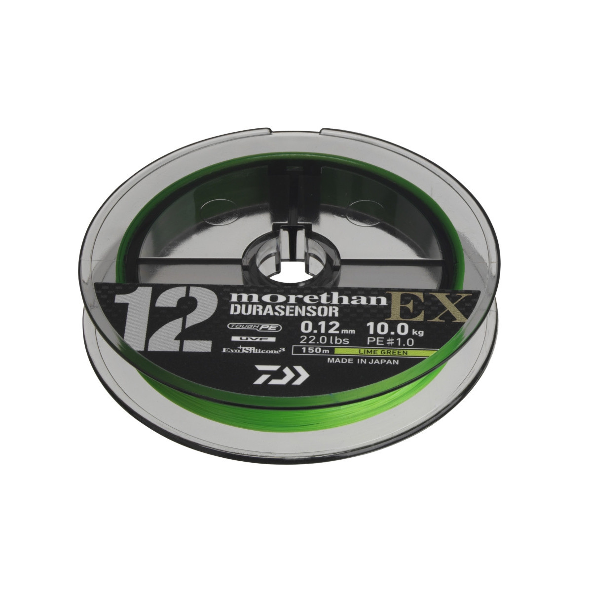 Plecionka Daiwa Morethan DURASENSOR 12 BRAID EX+Si3 150m / 0,18mm / lime green Plecionka Daiwa Morethan DURASENSOR 12 BRAID EX+Si3 150m / 0,18mm / lime green