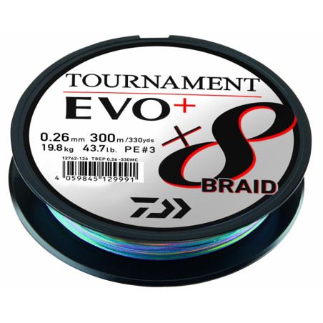 Plecionka Daiwa Tournament X8 Braid Evo+ multi-color 300m / 0.12mm