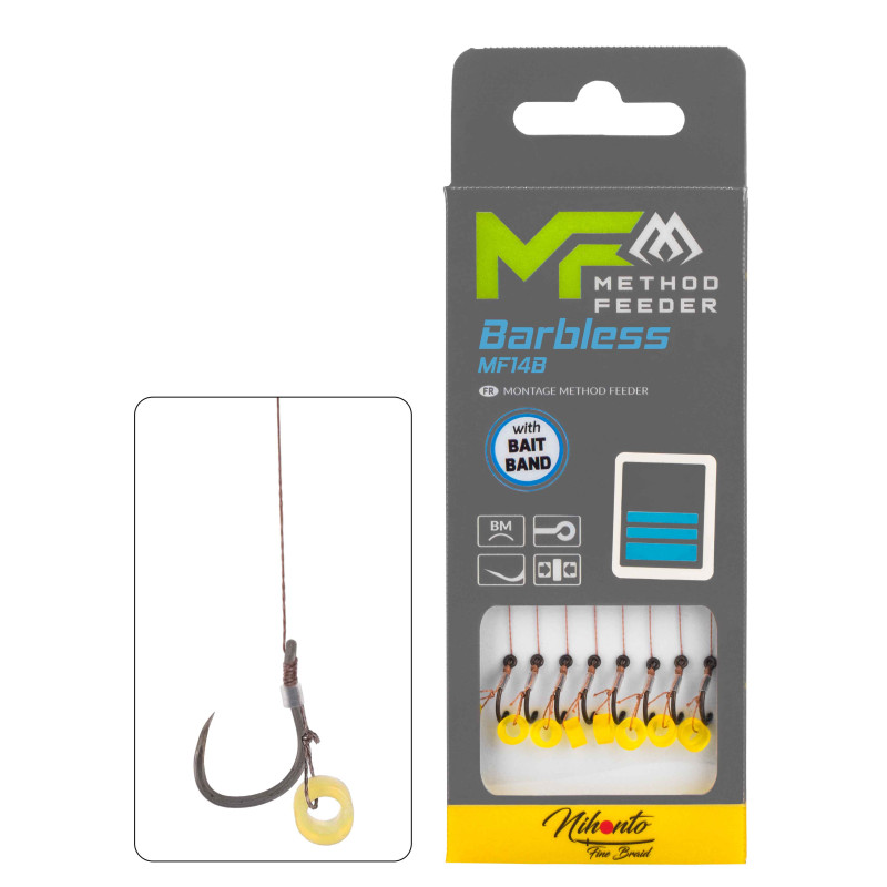 Przypon MF Mikado MF14 z gumką hak bez zadziora nr12 / 10cm / plecionka:0.12mm Przypon MF Mikado MF14 z gumką hak bez zadziora nr12 / 10cm / plecionka:0.12mm