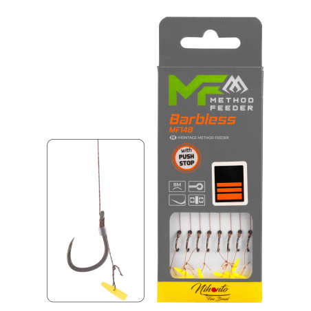 Przypon MF Mikado MF14 z push stopem hak bez zadziora nr8 / 10cm / plecionka:0.14mm