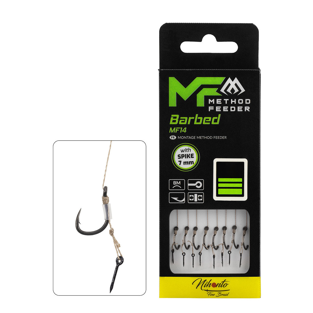 Przypon MF Mikado MF14 z igłą hak z zadziorem nr8 / 10cm / plecionka:0.14mm Przypon MF Mikado MF14 z igłą hak z zadziorem nr8 / 10cm / plecionka:0.14mm