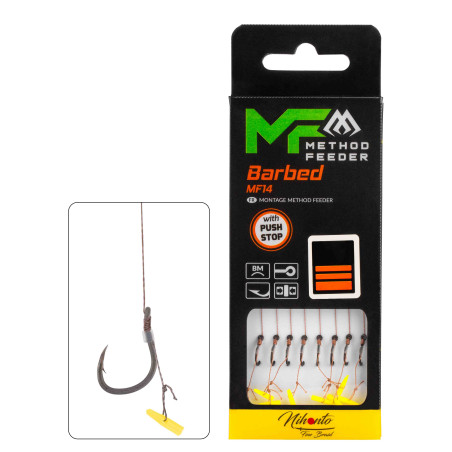 Przypon MF Mikado MF14 z push stopem hak z zadziorem nr8 / 10cm / plecionka:0.14mm