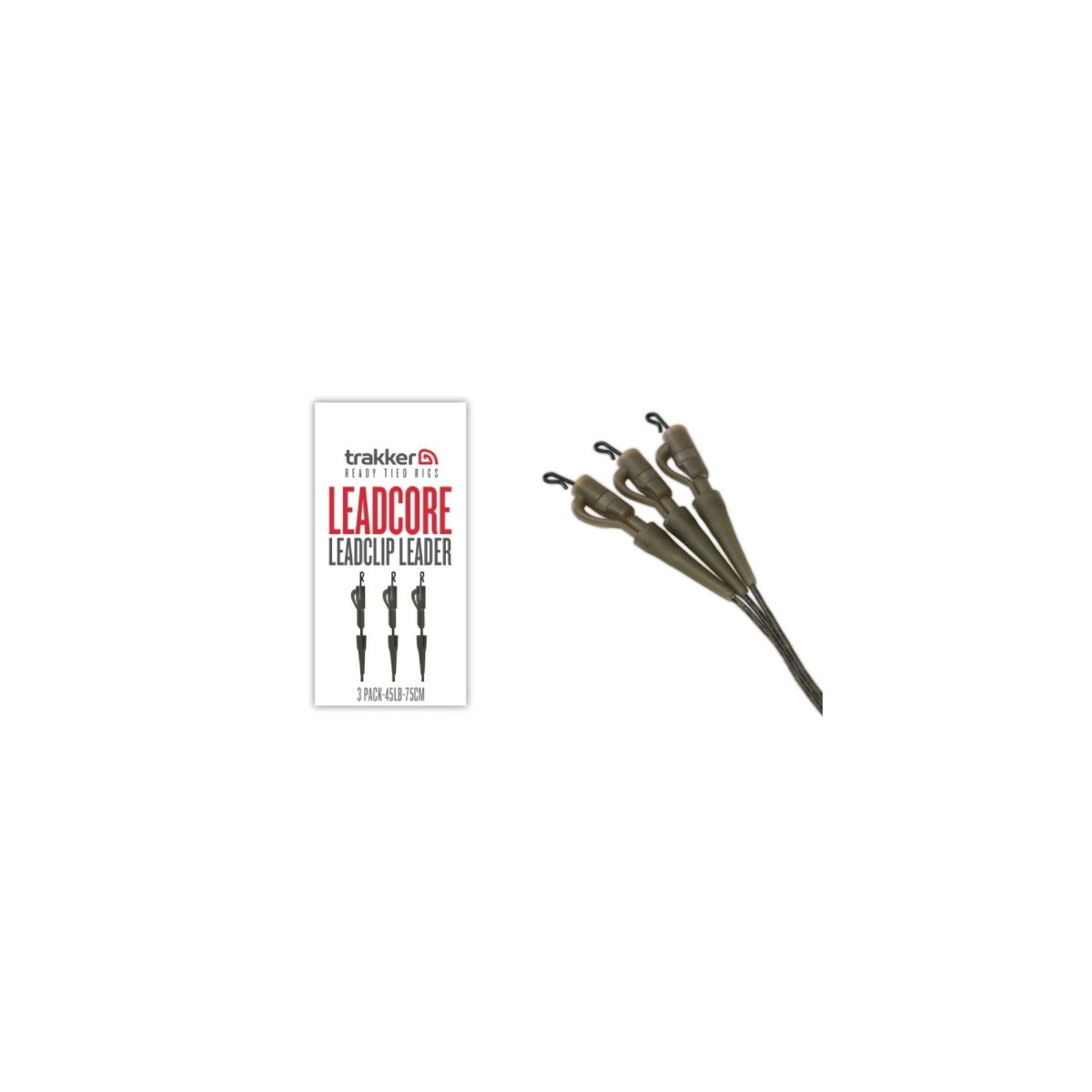 Gotowe zestawy  z leadcorem i bezpiecznym klipsem Trakker Leadcore Leadclip Leader 75cm / 45lb