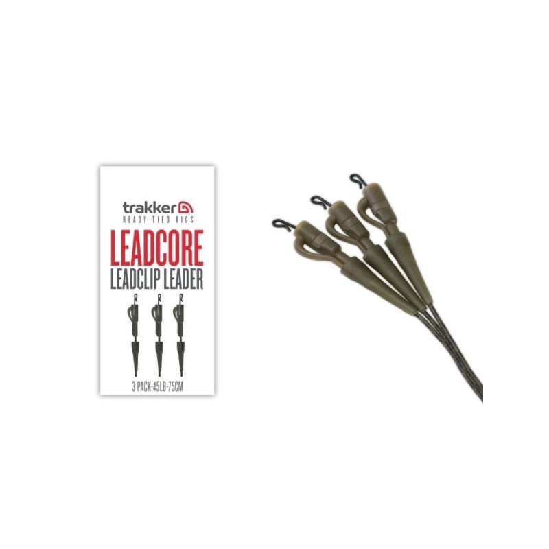 Gotowe zestawy  z leadcorem i bezpiecznym klipsem Trakker Leadcore Leadclip Leader 75cm / 45lb