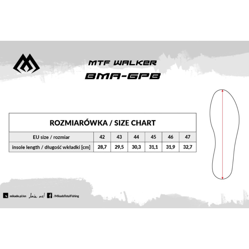 Buty do brodzenia Mikado MFT WALKER roz.42 - podeszwa gumowa Buty do brodzenia Mikado MFT WALKER roz.42 - podeszwa gumowa