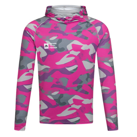 Bluza damska Mikado z kapturem i kominem filtr UPF roz.L - Lady Camo