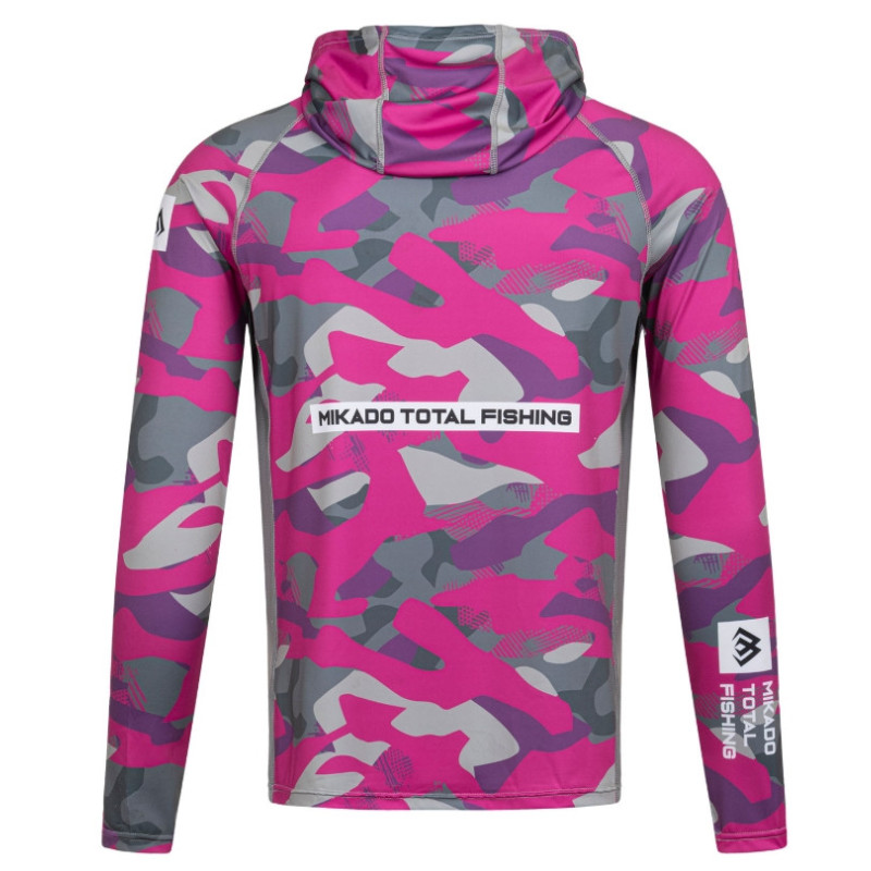 Bluza damska Mikado z kapturem i kominem filtr UPF roz.L - Lady Camo