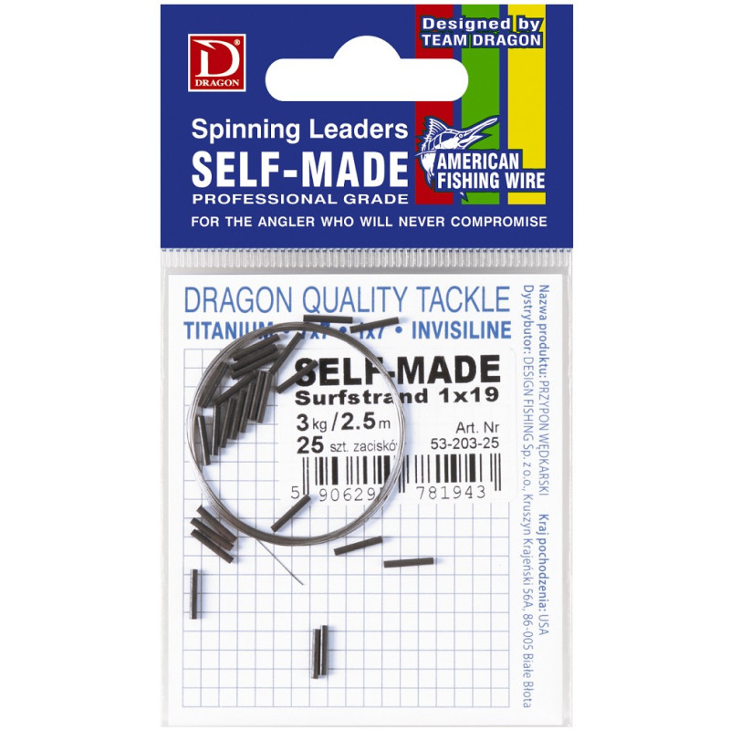 PRZYPON Dragon SELF MADE SURfrstrand 1X19 250cm / 8kg PRZYPON Dragon SELF MADE SURfrstrand 1X19 250cm / 8kg