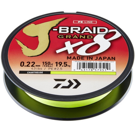Plecionka Daiwa J-Braid Grand X8 Chartreuse 135m 0,20mm