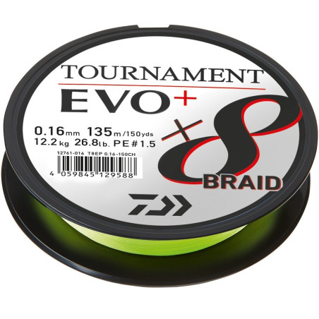 Plecionka Daiwa Tournament Evo+ Chartreuse 135m 0,10mm Plecionka Daiwa Tournament Evo+ Chartreuse 135m 0,10mm
