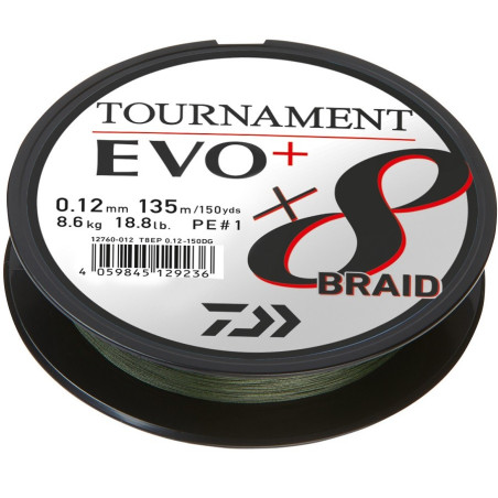 Plecionka Daiwa Tournament Evo+ ciemnozielona 135m 0,08mm