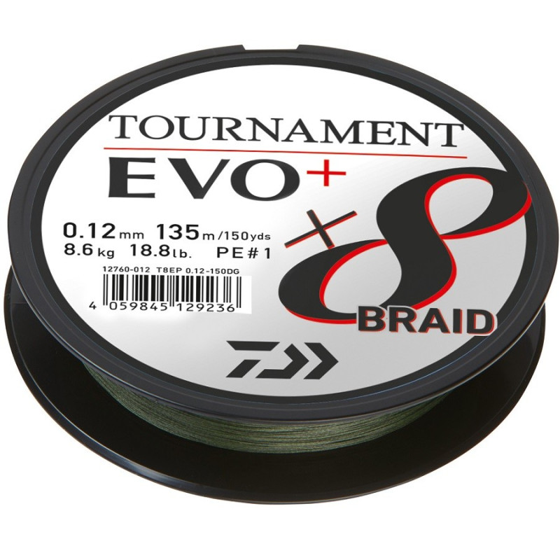 Plecionka Daiwa Tournament Evo+ ciemnozielona 135m 0,12mm Plecionka Daiwa Tournament Evo+ ciemnozielona 135m 0,12mm