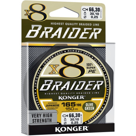 Plecionka Konger Braider X8 Olive Green 150m / 0,20mm