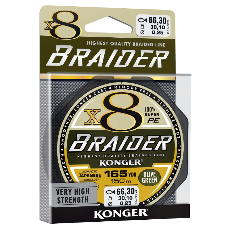 Plecionka Konger Braider X8 Olive Green 150m / 0,25mm Plecionka Konger Braider X8 Olive Green 150m / 0,25mm