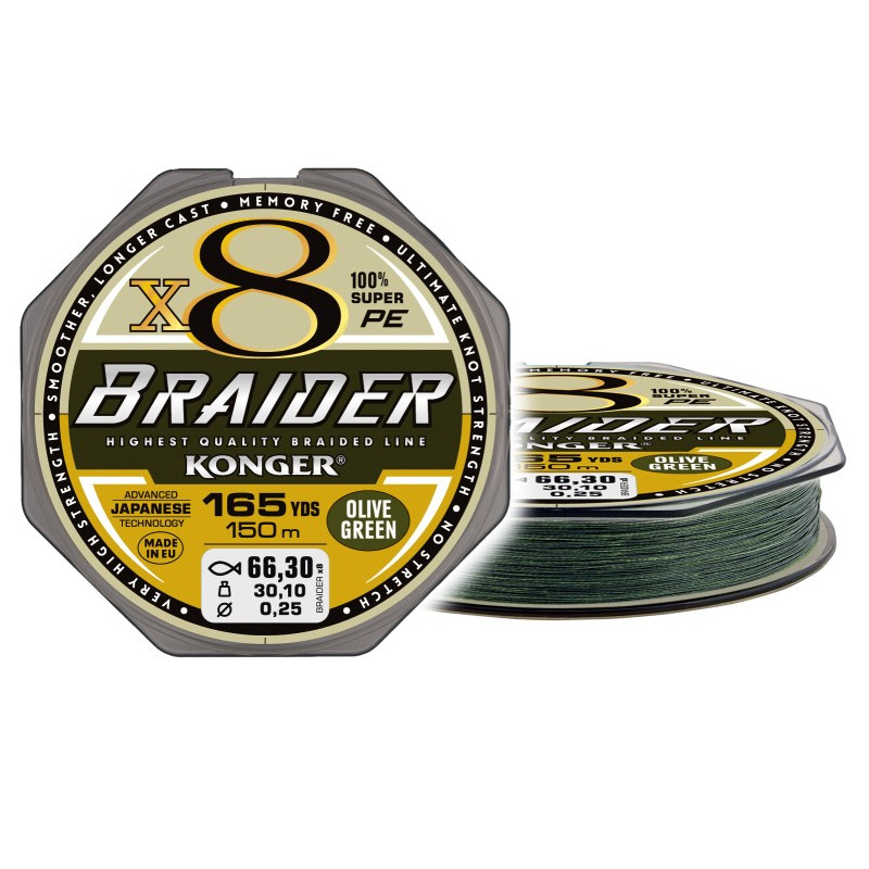 Plecionka Konger Braider X8 Olive Green 150m / 0,20mm Plecionka Konger Braider X8 Olive Green 150m / 0,20mm