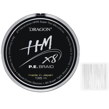Plecionka Dragon HMX8 P.E. Braid Biała 135m / 0,10mm