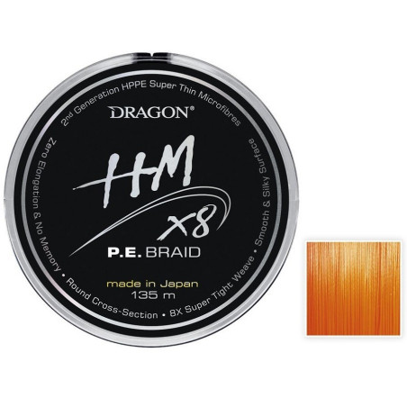 Plecionka Dragon HMX8 P.E. Braid Pomarańczowa Fluo 135m / 0.16mm Plecionka Dragon HMX8 P.E. Braid Pomarańczowa Fluo 135m / 0.16mm