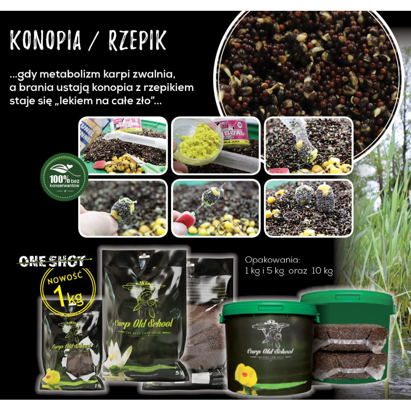 Zanęta Carp Old School wędkarska - konopie/rzepik 1kg / Truskawka Zanęta Carp Old School wędkarska - konopie/rzepik 1kg / Truskawka